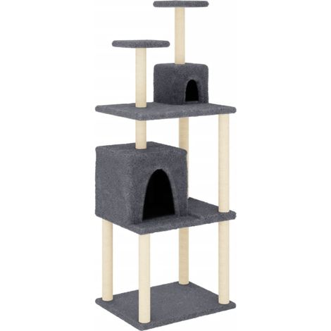 Arbre à chat meuble tour grimper jouet grattage grattoir escalade plateforme avec griffoirs en sisal foncé 167 cm gris