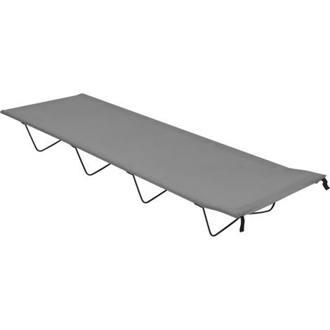 Lit de camping Relax Transat de jardin Chaise longue pliable 180x60x19 cm Tissu Oxford et acier Gris -FR46415 (1/5)