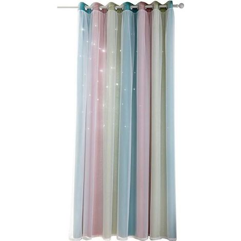 royaluxe -Rideaux Occultants Thermiques Isolants avec Etoiles 100Polyester,pour Salon,Chambre,Chambre d'enfants,Rose,1 Pièce L 134CM H 240CM (1/5)