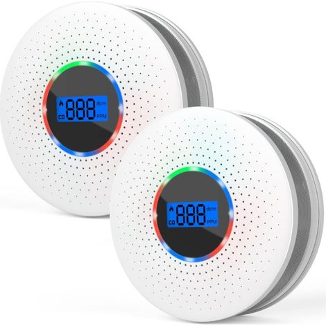 [NON UTILIZZATO] Rilevatore combinato di fumo e monossido di carbonio, rilevatore di fumo e monossido di carbonio a doppio sensore e batteria sostituibile per casa, garage, ufficio (2 confezioni)