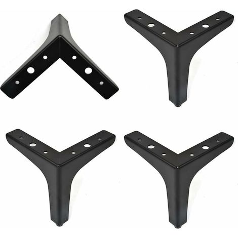 Set of 4 Metal Sofa Legs 10cm, Furniture Legs Load Up to 800KG, Silver Modern Metal Triangle Shaped Table Leg, Wrought Iron Table /Sofa Support, Leg for TV Cabinet (1/5)
