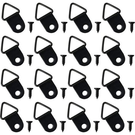 Crochets pour cadres photo - Crochets pour tableaux - 100 pièces - Crochets - 13,7 x 21,6 mm - Forme en D - Zwart - Crochets pour tableaux - Crochets de suspension - Avec vis - Décoration murale (1/5)