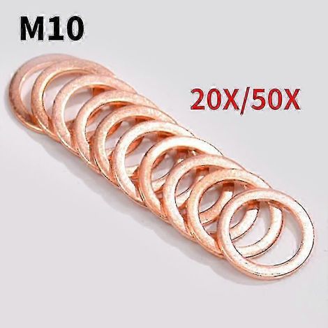 20x/50x M10 10mm Joint banjo pour durite de frein et d'embrayage tressée de moto Rondelle d'écrasement en cuivre Accessoires Outils (20x) (1/5)