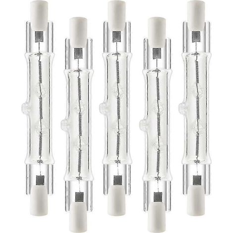 Lot de 5 ampoules halogènes linéaires R7S 118 mm 300 W 230 V, dimmables, pour la construction.