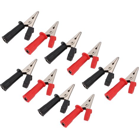 Pince crocodile isolée, ouvertures en cuivre pur de 5 mm, avec prise jack de 4 mm pour test de fil électrique expérimental. (1/5)