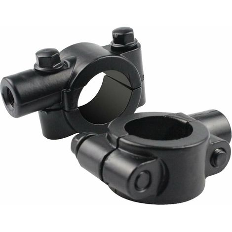Morsetto per specchio in alluminio nero, adattatore per morsetto per specchio per moto, 22 mm/0,87 pollici, morsetto per specchio per manubrio per moto, supporto universale per specchio per manubrio,  (1/4)