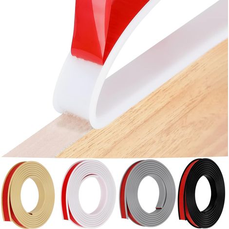 Bande de bord de meuble autocollante en forme de U de 5 m - En TPE flexible - Protection des bords pliable - En caoutchouc - Pour les bords d'armoire, les moulures, les bords de plafond (1/5)
