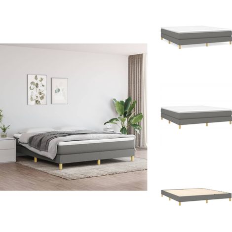 Cadre de lit sans matelas gris foncé 180x200 cm tissu - Cadre De Lit - Lit Double - Literie - Meuble Chambre - Design Moderne (1/5)