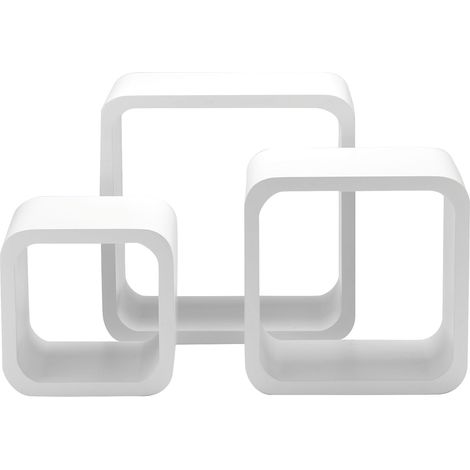 King Home SET 3 PZ(cm 17x17x15 + 22x22x15 + 27x27x15) MENSOLA QUADRA STONDATA BIANCA CARTONE DA 4 PEZZI (1/4)