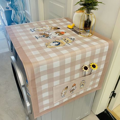 Housse de Protection Colorée pour Réfrigérateur et Lave-linge, Style Cartoon, Tissu Coton-Lin Doux, Dimensions 60x140 cm, Pour Cuisine Maison Bureau