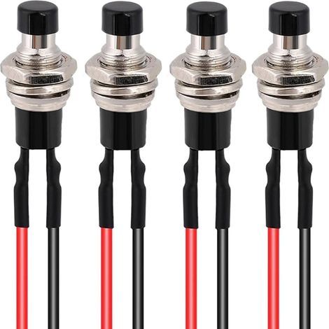 4Pcs 7mm mini rond Autobloquant bouton poussoir 12v,SPST on/Off, bouton poussoir arduino,pour Trompette de Voiture, PC, Lampe de Table, Sonnette de Maison (1/5)
