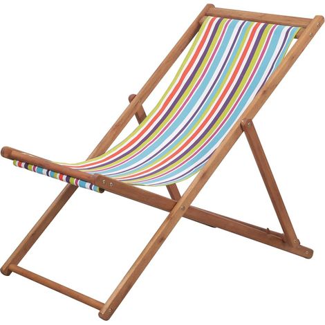vidaXL Chaise pliante en tissu et structure en bois multicolore (1/5)