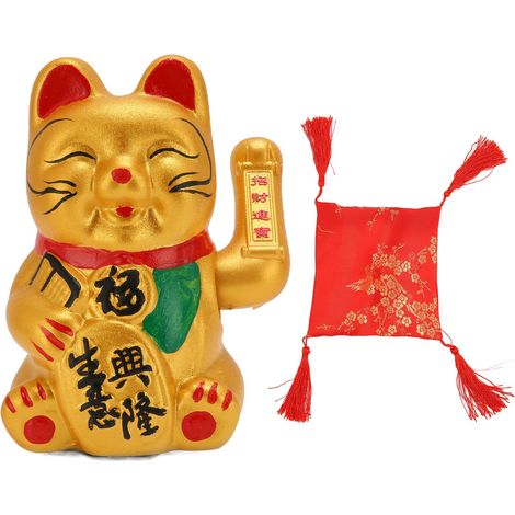 Chaton porte-bonheur doré à pile, patte mobile pour chance, chat accueillant sans décoloration, porte-monnaie pour restaurant hôtel 23 cm (1/5)