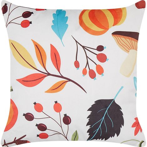 Throw Cushion VISCARIA Velvet 45 x 45 cm Multicolour Plant Pattern