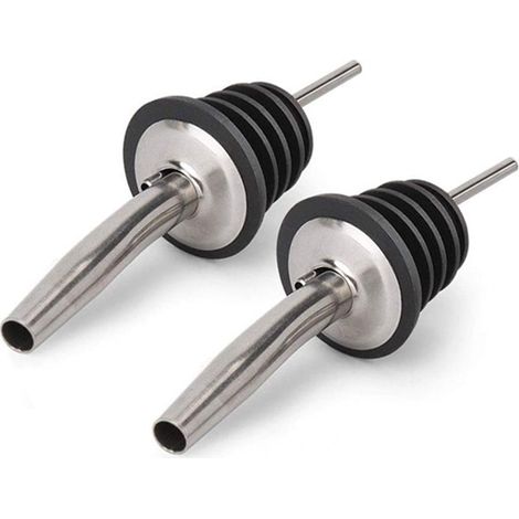 Lot de 2 carafes à vin en acier inoxydable, bouchon conique pour bouteille de vin, huile d'olive et vinaigre, compatible avec les bouteilles d'environ 2 cm de diamètre.-AquaForge (1/5)