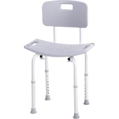Duschstuhl aus Aluminium und Kunststoff für Badezimmer, höhenverstellbar (8 Stufen, 71-88 cm), rutschfeste Füße