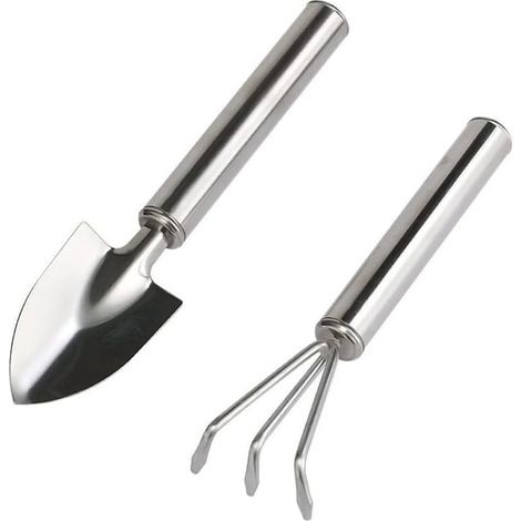 Outils de Jardinage,2 pcs Outils de Jardin Kit Pelle Jardinage Rateau Jardin Cadeau Acier Inoxydable Ensemble de Petits Râteaux et Pelle,pour Plantes en Pot pour Jardin Plantes Intérieur Extérieur (1/5)