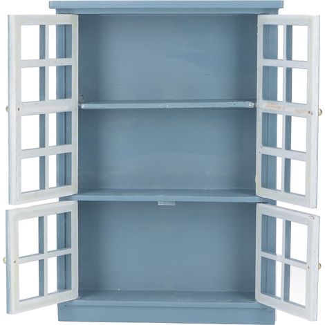 Mobilier de maison de poupée à l'échelle 1:12, bibliothèque miniature en bois bleu foncé pour maison de poupée. (1/5)