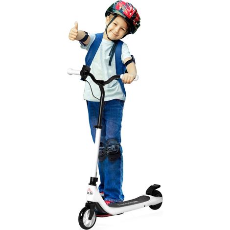 Patinete eléctrico infantil 6 km, 21,6 V, 8 km/h, estructura de acero, negro y blanco (1/5)