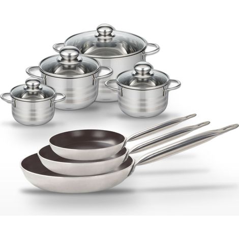 Lot 3 Poêles 24/28/32 cm et 4 Faitouts 12/14/16/24 cm Elo Bistro Line (1/5)