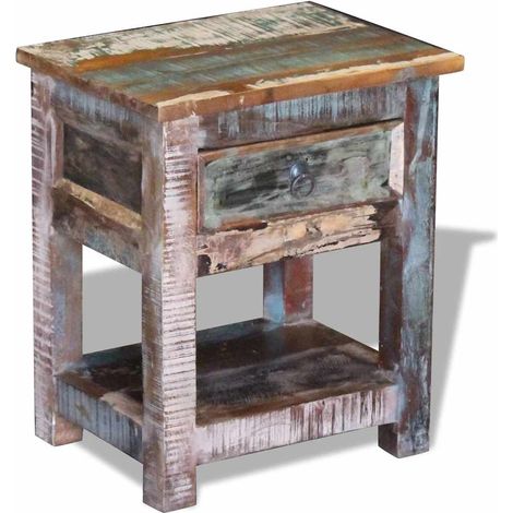 Maison Exclusive - Beistelltisch mit 1 Schublade Altholz Massiv 4 (1/5)