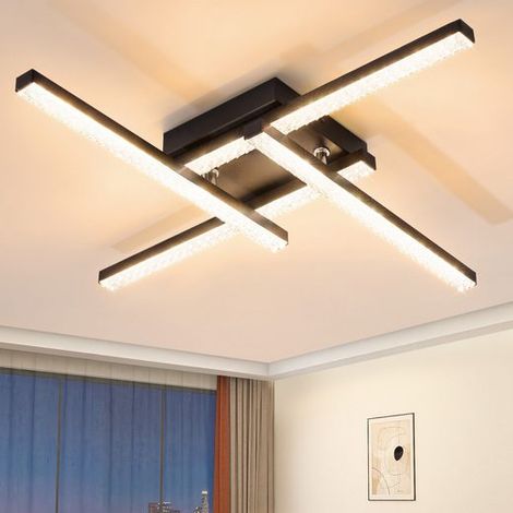 GBLY Plafonnier LED 20W Plafonnier Salon - Plafonnier Noir Moderne Cristal Métal Plafond Lampe Lumière Chaude 3000K pour Chambre Couloir Cuisine Bureau