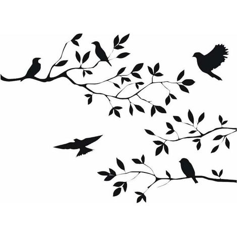 Stickers muraux amovibles en vinyle Motif branches d'arbre Noir 60 x 35 cm (1/3)