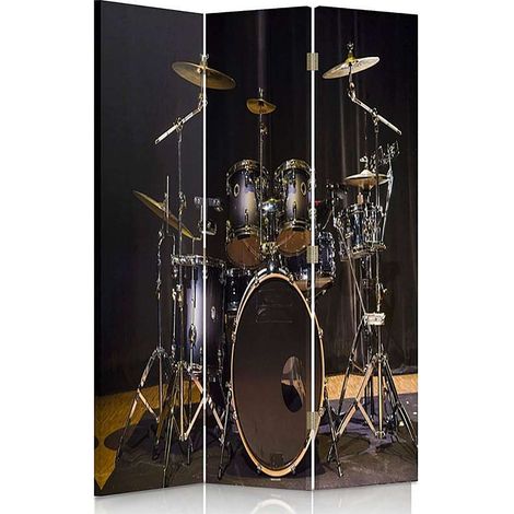 Paravent Kit Tambour Déco 3 Volets pour Intérieur Moderne - 110 x 180 cm - 1 face déco, 1 face noir (1/5)