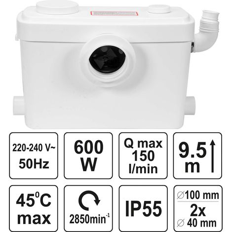 WC Hebeanlage, Fäkalienpumpe, Dusche Waschbecken mit Zerkleinerer 600W (1/5)