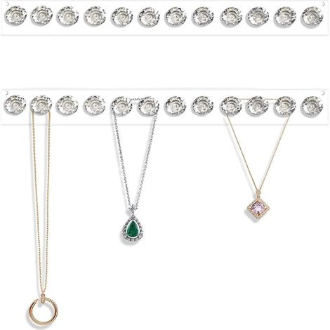 Porta collane in acrilico, set da 2 da parete, con 12 ganci a forma di diamante, regalo per ragazze e donne.