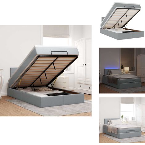 Lit ottoman avec matelas gris clair 120x200 cm tissu - Lit Ottoman - Lits Ottoman - Lit - Lit Avec Rangement (1/5)
