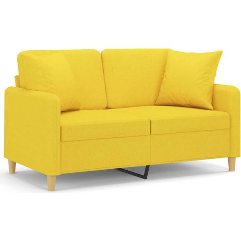 Canapé 2 places,Sofa pour Salon,Banquette avec oreillers jaune clair 120 cm tissu CFW878505 (1/5)