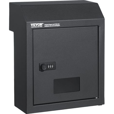 VEVOR Boite aux Lettres Encastrable Porte, 305x155x360 mm, Boite de Depot de Courrier Travers la Porte, 43 mm, Acier Robuste, Verrou a Code Combinaison pour Lettres, Cles, Maison, Bureau, Gris Fonce