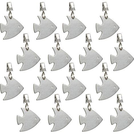 16x Poids pour la Nappe de Table ou Le Rideau, Design Animalier (Poisson), Acier Inoxydable, argentés (1/5)