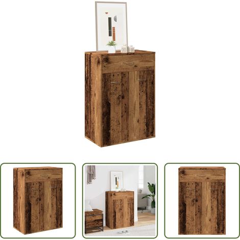 Rangement chaussures - Armoire à chaussures vieux bois 60x35x84 cm bois d'ingénierie (1/5)