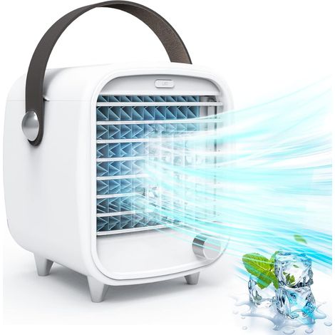 Climatiseur Mobile Petit et Portable, Climatiseur/Ventilateur/Humidificateur Portable 3 en 1, Mini Climatiseur Basse Consommation, Climatiseur Personnel Blanc (1/5)