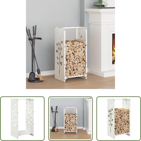 Bois de chauffage - Portant de bois chauffage blanc 40x30x80 cm (1/5)