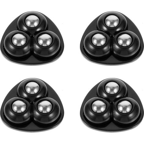 Lot de 4 Roulettes Pivotantes Supportant 25 Kg et Cadre Renforcé en Acier et Abs Design à 3 Billes Auto adhésives Noires pour Tables de Chevet Pots de Fleurs (1/5)