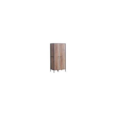 Rustic Oak 2 Door Wardrobes Industrial Style Oak Black Metal Frames (1/5)