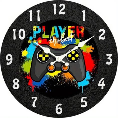 Contrôleur d'horloge Ø 30 cm - Analogique - Horloge murale - Jeu - Joueur - Chambre d'enfant - Chambre d'ado - Bonne qualité (1/2)