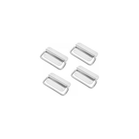Poignée pliante en acier inoxydable, poignée de boîte pliante, poignée de boîte à outils, poignée de porte en métal, pour boîte à outils, porte d'armoire, grande taille (4 pièces) (1/4)