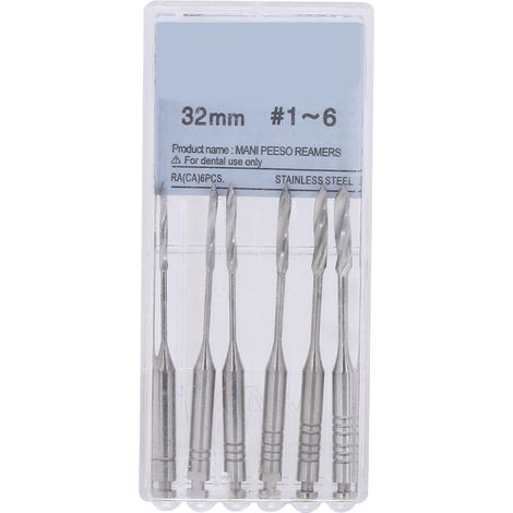 6pcs Lime Endodontique Peeso Reamer Forage Fichier Canaux Radiculaires 32mm (1/5)