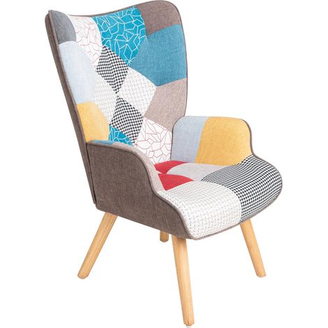 Poltrona Poltroncina Relax Patchwork con Schienal da Arredo Soggiorno Cucina Design (1/5)