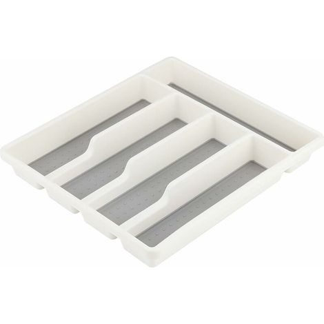 Tray Organizer Cutlery Organizer 5 Compartment Spoon Organizer with Non-Slip Rubber Feet