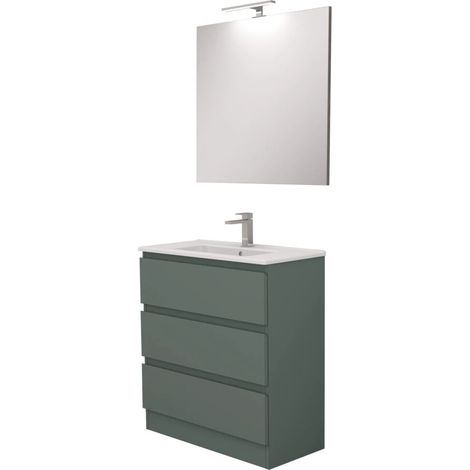 mobile bagno da terra "leonardo" 3 cassetti verde salvia, 78x39,5x85 cm (1/4)