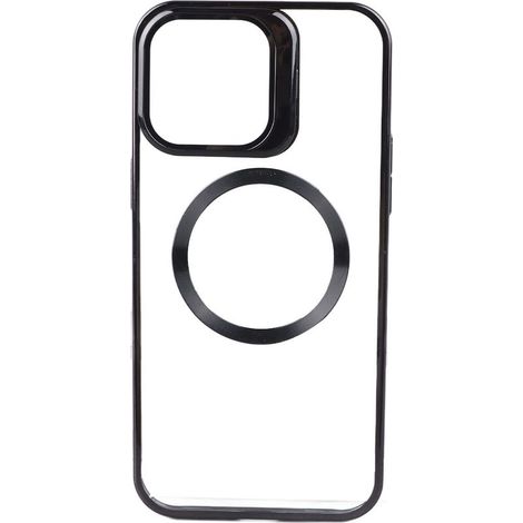 Schwarze, transparente, galvanisierte magnetische Hartschalen-Hülle für iPhone 14 Pro Max (1/5)