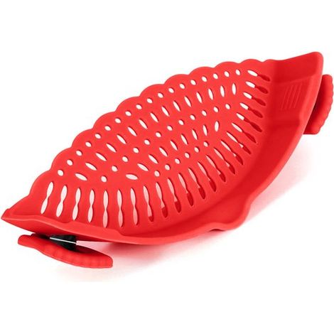 Colador de silicona con sistema de clic para ollas / Colador para escurrir verduras y frutas / Tamiz para pasta y alimentos, 23 x 8,5 x 5,8 cm (1/5)