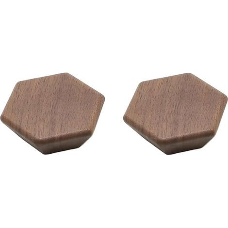 Set mit 2 sechseckigen Schubladenknöpfen aus Walnussholz, 60 mm, inklusive Schrauben – Türgriffe aus Naturholz – Griffe für Schränke, Kleiderschränke, Kommoden und Schubladen (1/5)