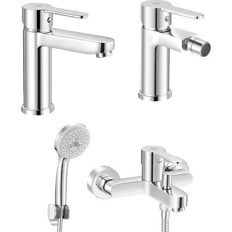 Set miscelatori lavabo bidet vasca con duplex Iole in ottone cromato
