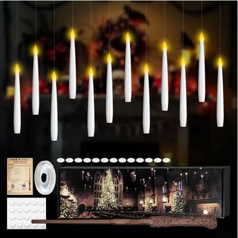 Lot de 20 bougies flottantes à LED sans flamme à suspendre à la fenêtre - Lumière chaude vacillante pour décoration de Noël et de fête d'Halloween - Fonctionne avec piles [Classe énergétique G] (1/5)